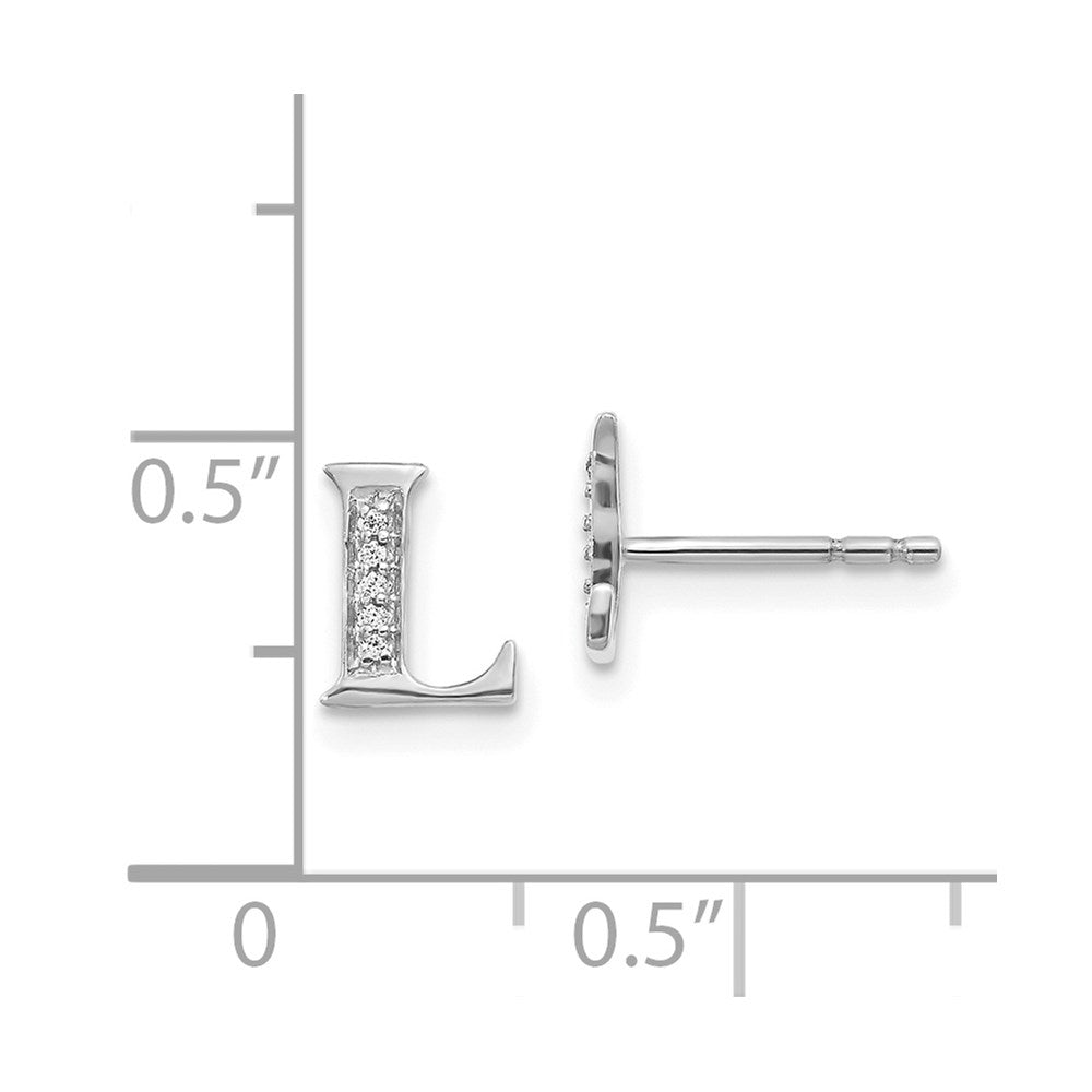 14k White Gold Diamond Initial L Earrings