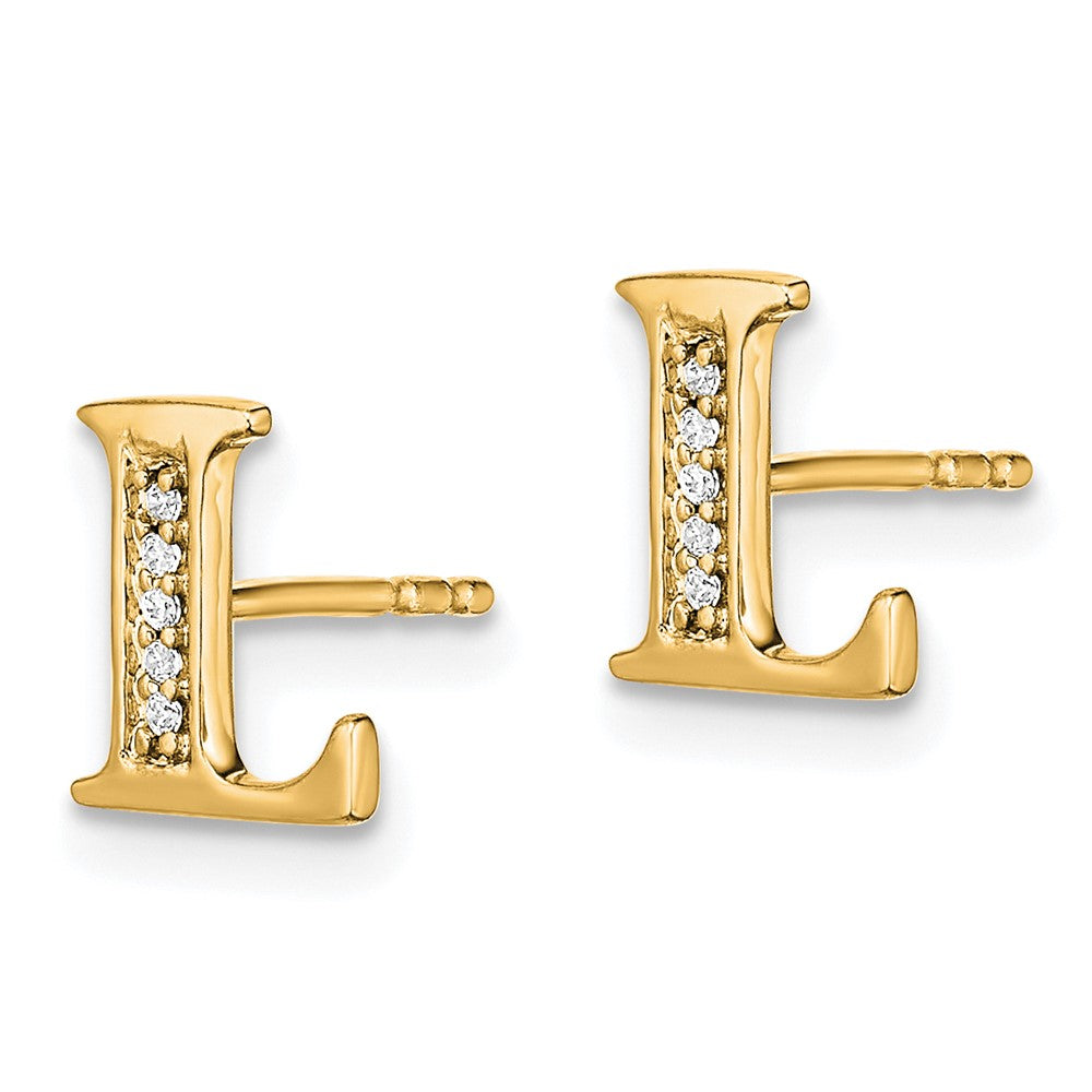 14k Diamond Initial L Earrings