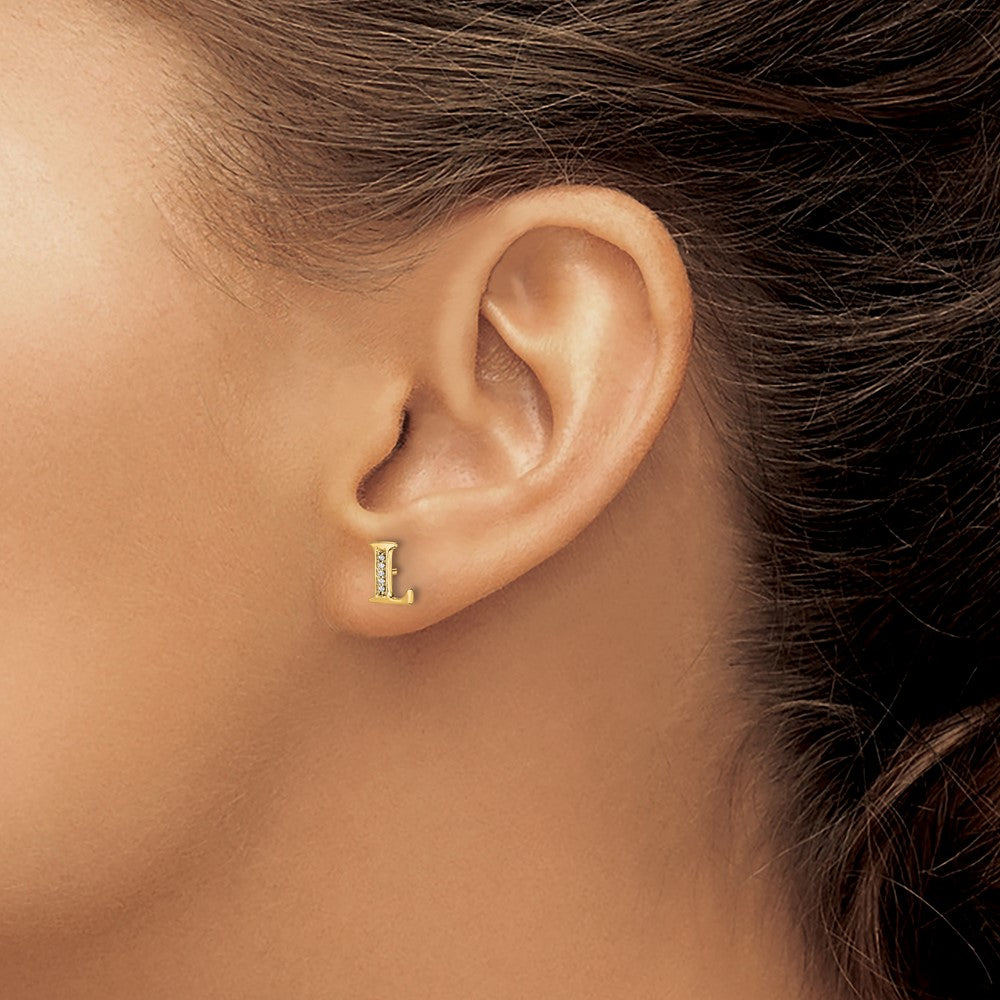 14k Diamond Initial L Earrings