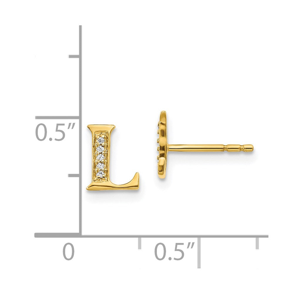 14k Diamond Initial L Earrings