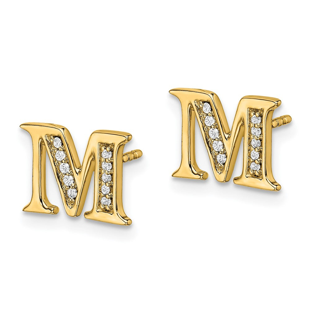14k Diamond Initial M Earrings