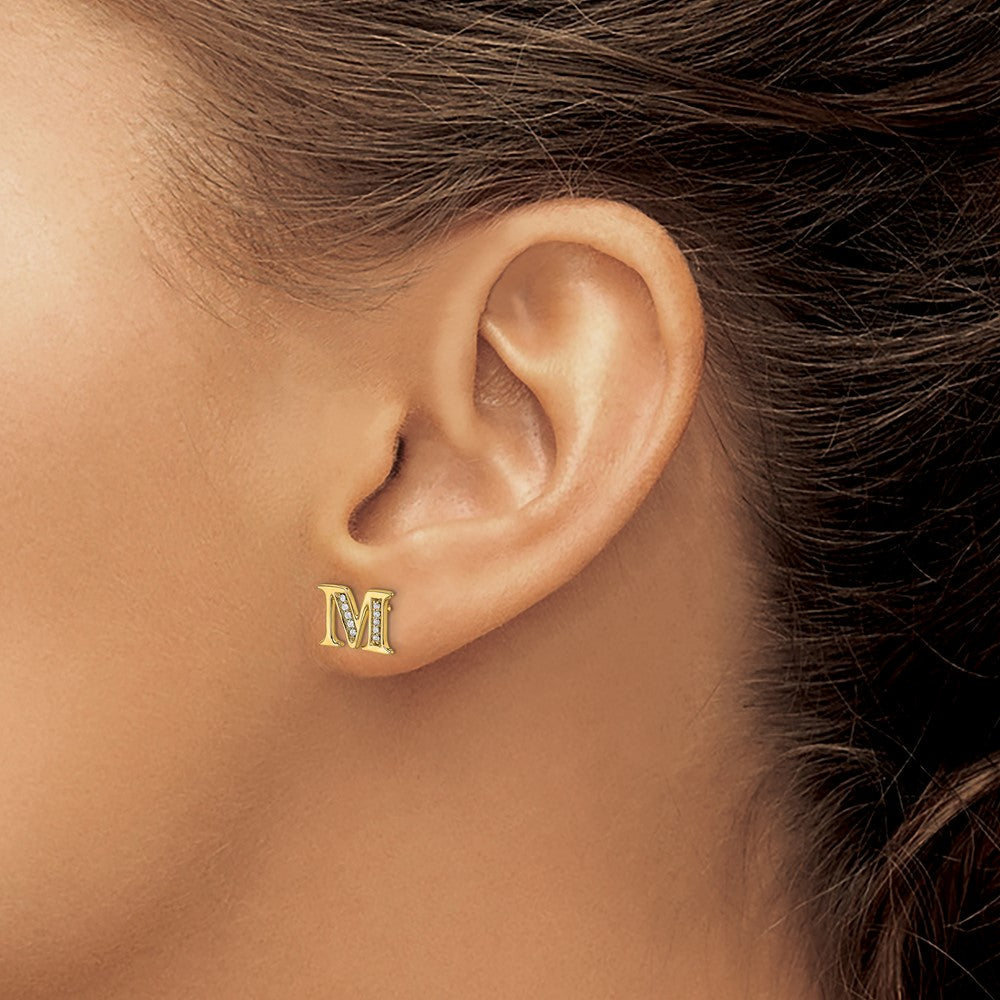 14k Diamond Initial M Earrings