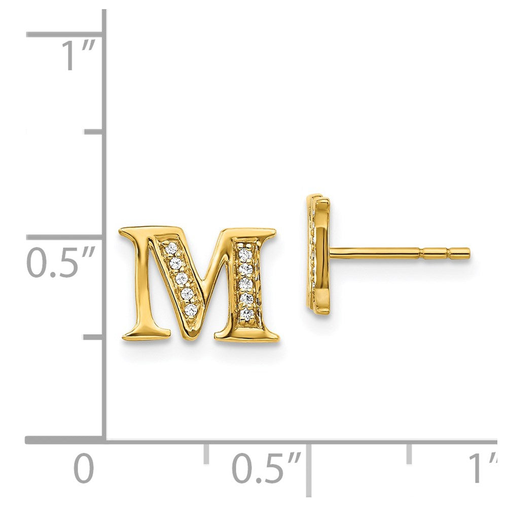 14k Diamond Initial M Earrings