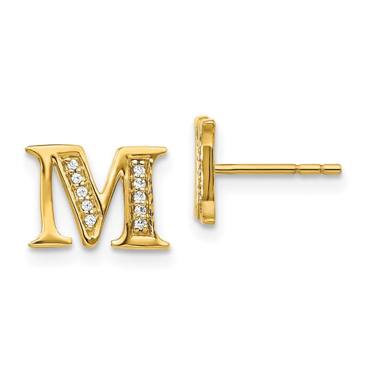 14k Diamond Initial M Earrings