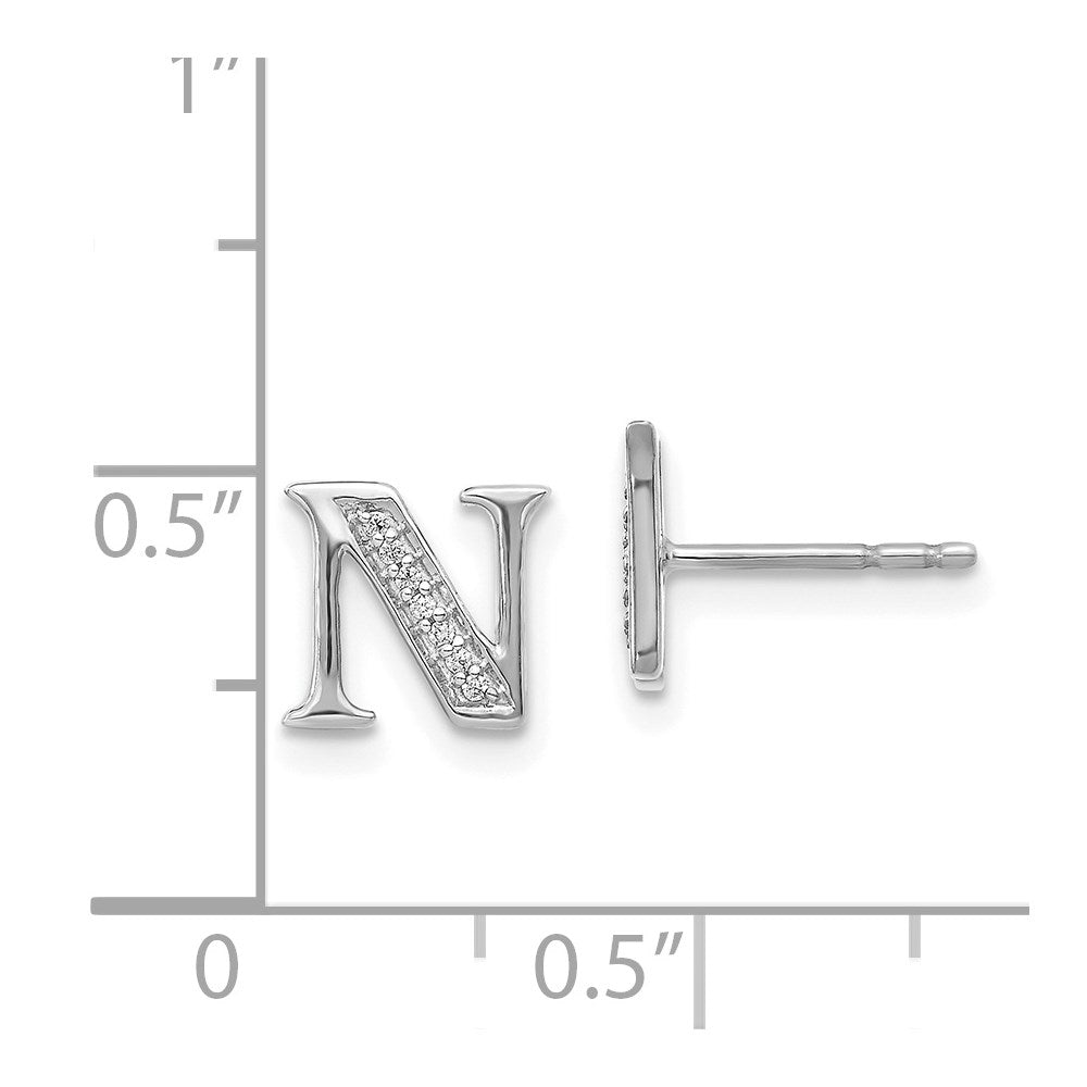 14k White Gold Diamond Initial N Earrings