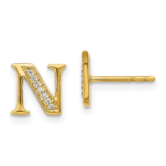 14k Diamond Initial N Earrings