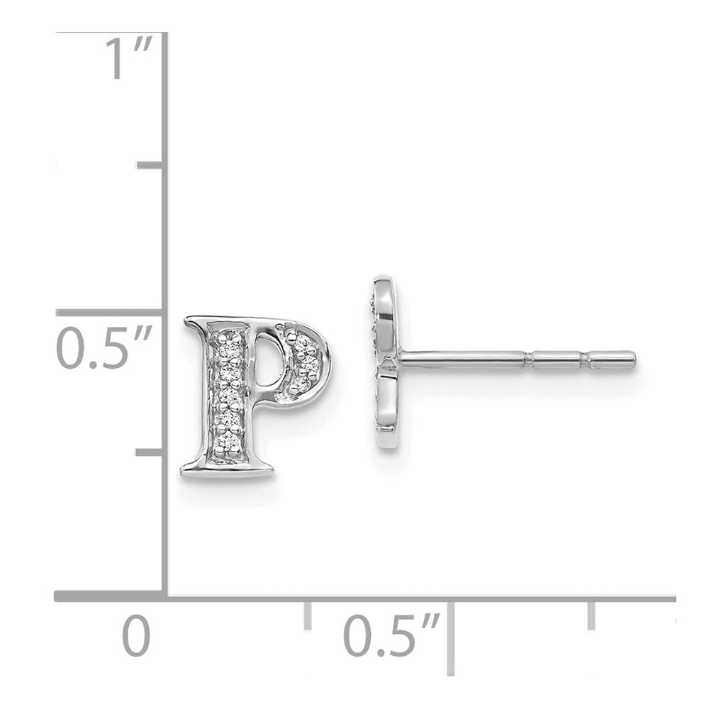 14k White Gold Diamond Initial P Earrings