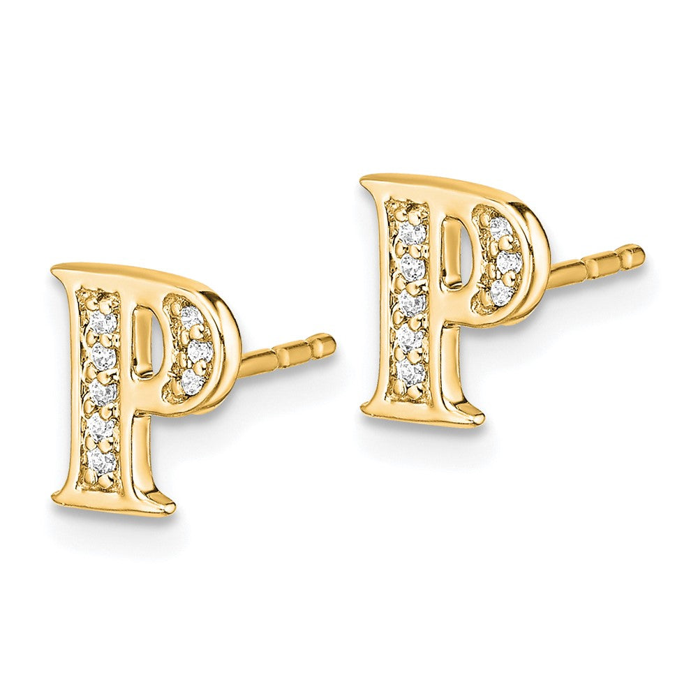 14k Diamond Initial P Earrings