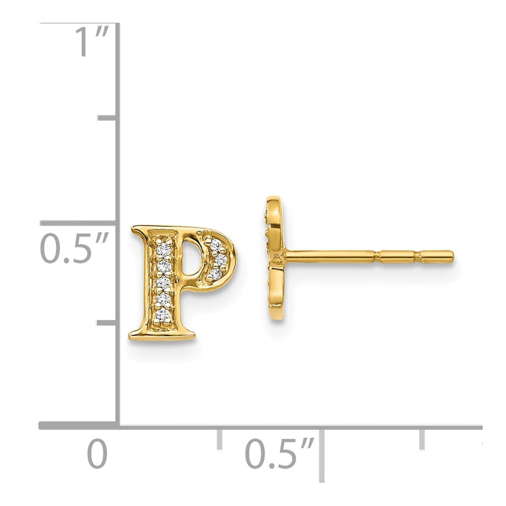 14k Diamond Initial P Earrings