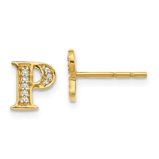 14k Diamond Initial P Earrings