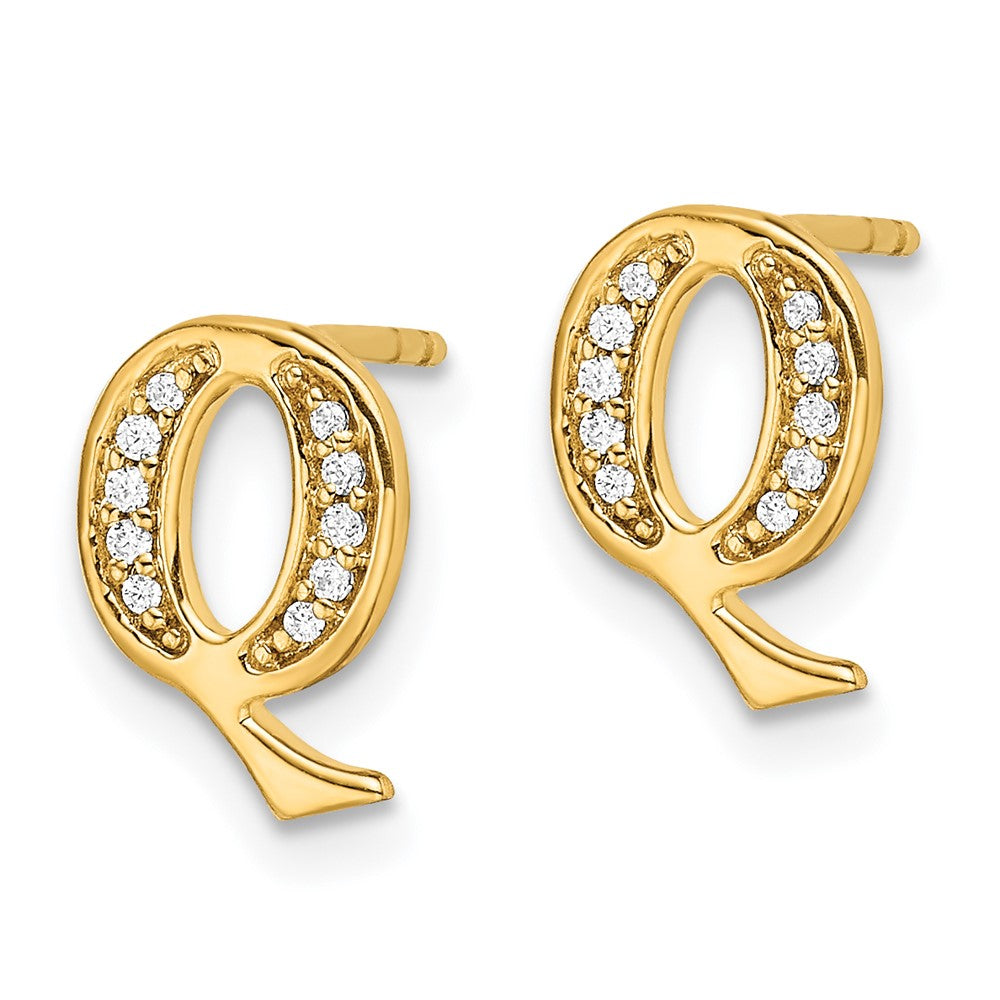 14k Diamond Initial Q Earrings
