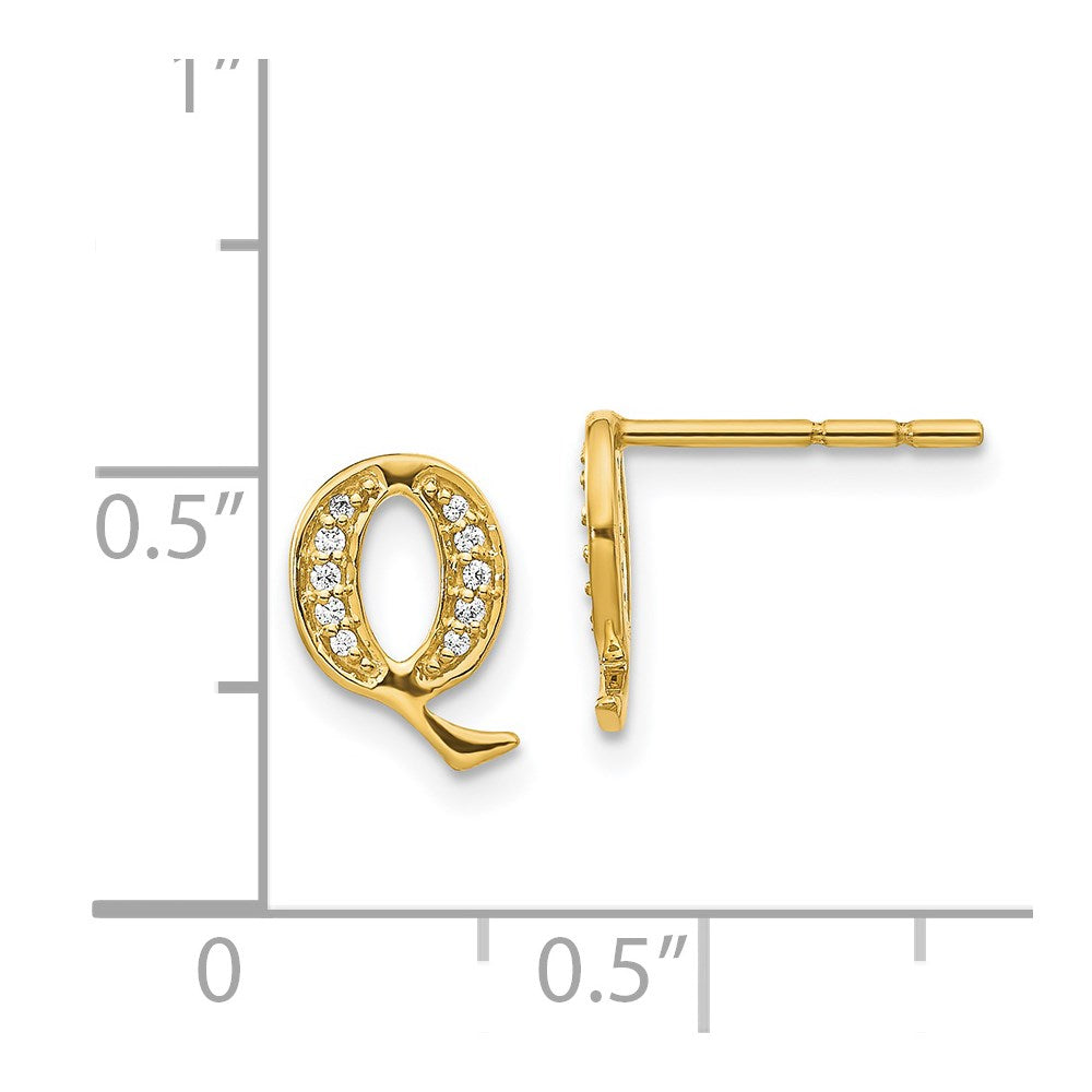 14k Diamond Initial Q Earrings