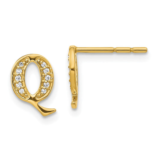 14k Diamond Initial Q Earrings