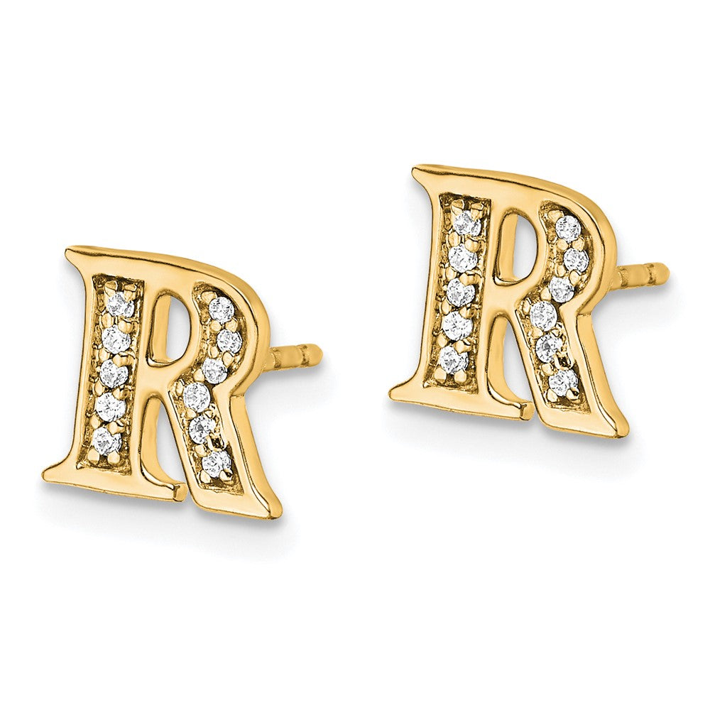 14k Diamond Initial R Earrings
