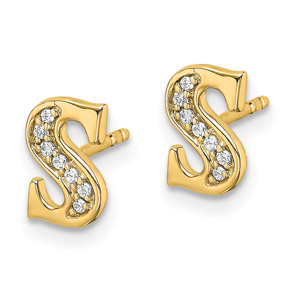 14k Diamond Initial S Earrings