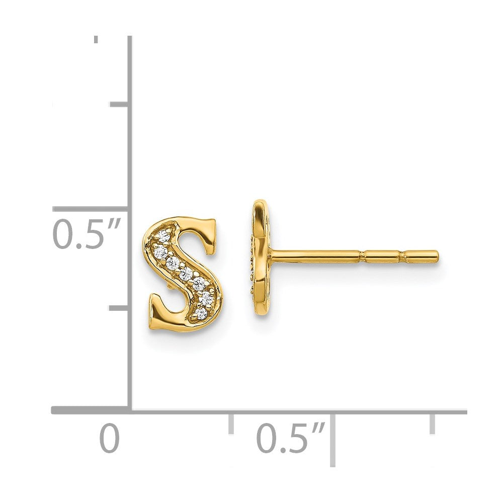 14k Diamond Initial S Earrings