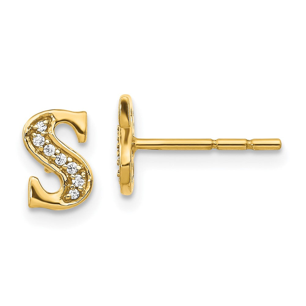 14k Diamond Initial S Earrings