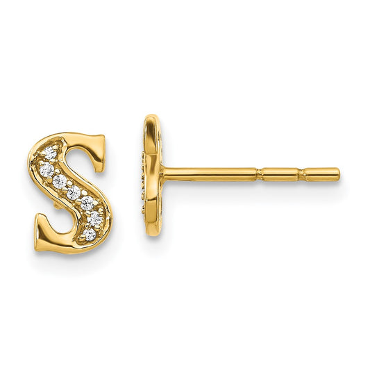14k Diamond Initial S Earrings