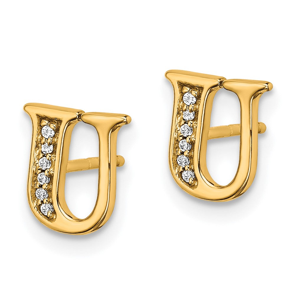 14k Diamond Initial U Earrings
