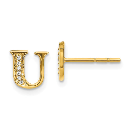 14k Diamond Initial U Earrings