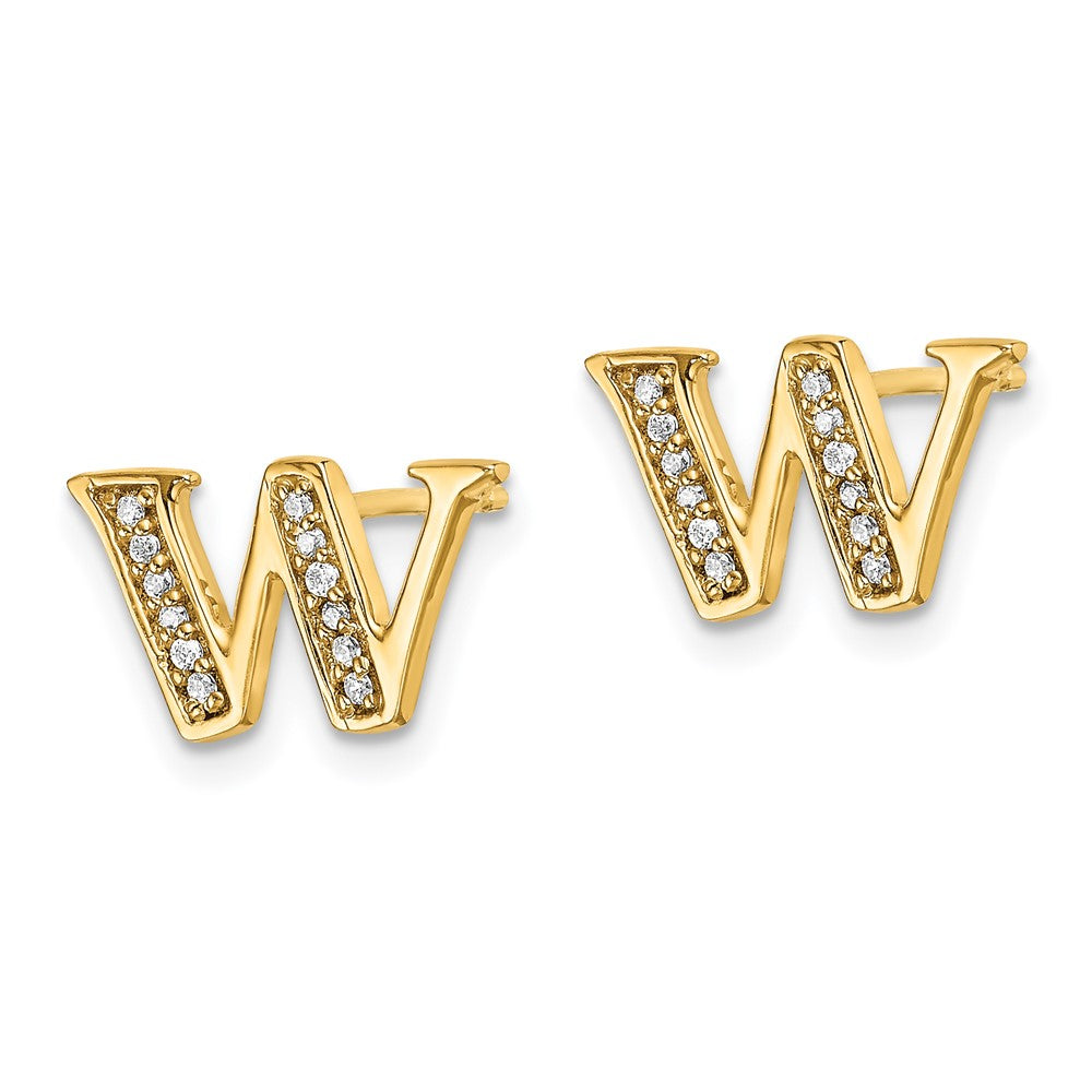 14k Diamond Initial W Earrings