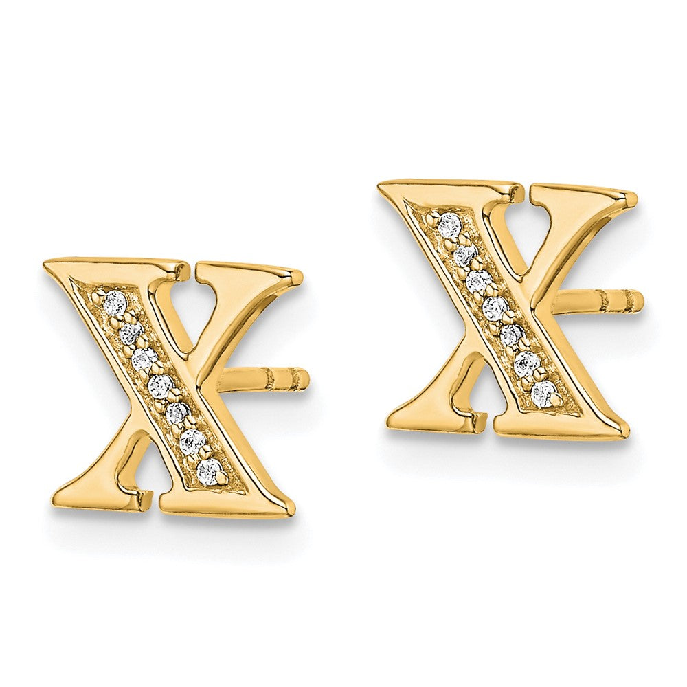 14k Diamond Initial X Earrings