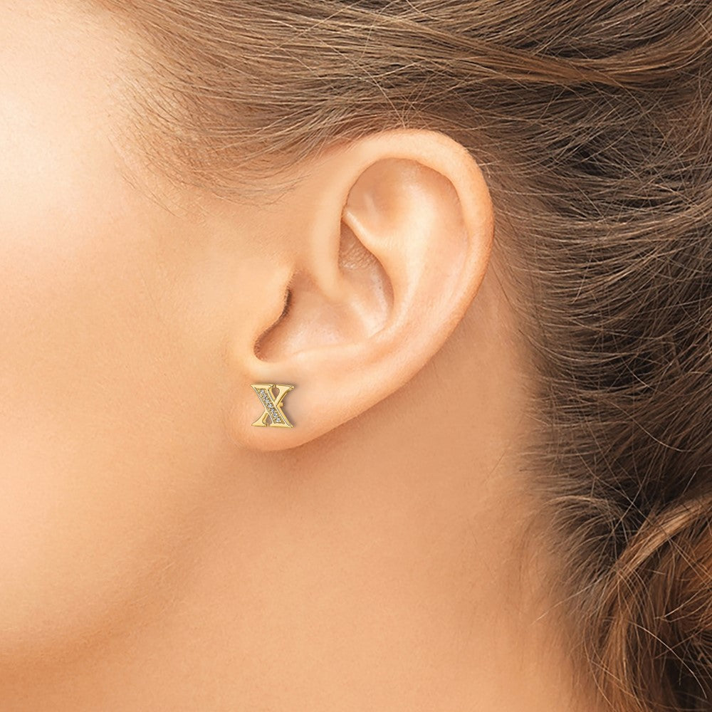 14k Diamond Initial X Earrings