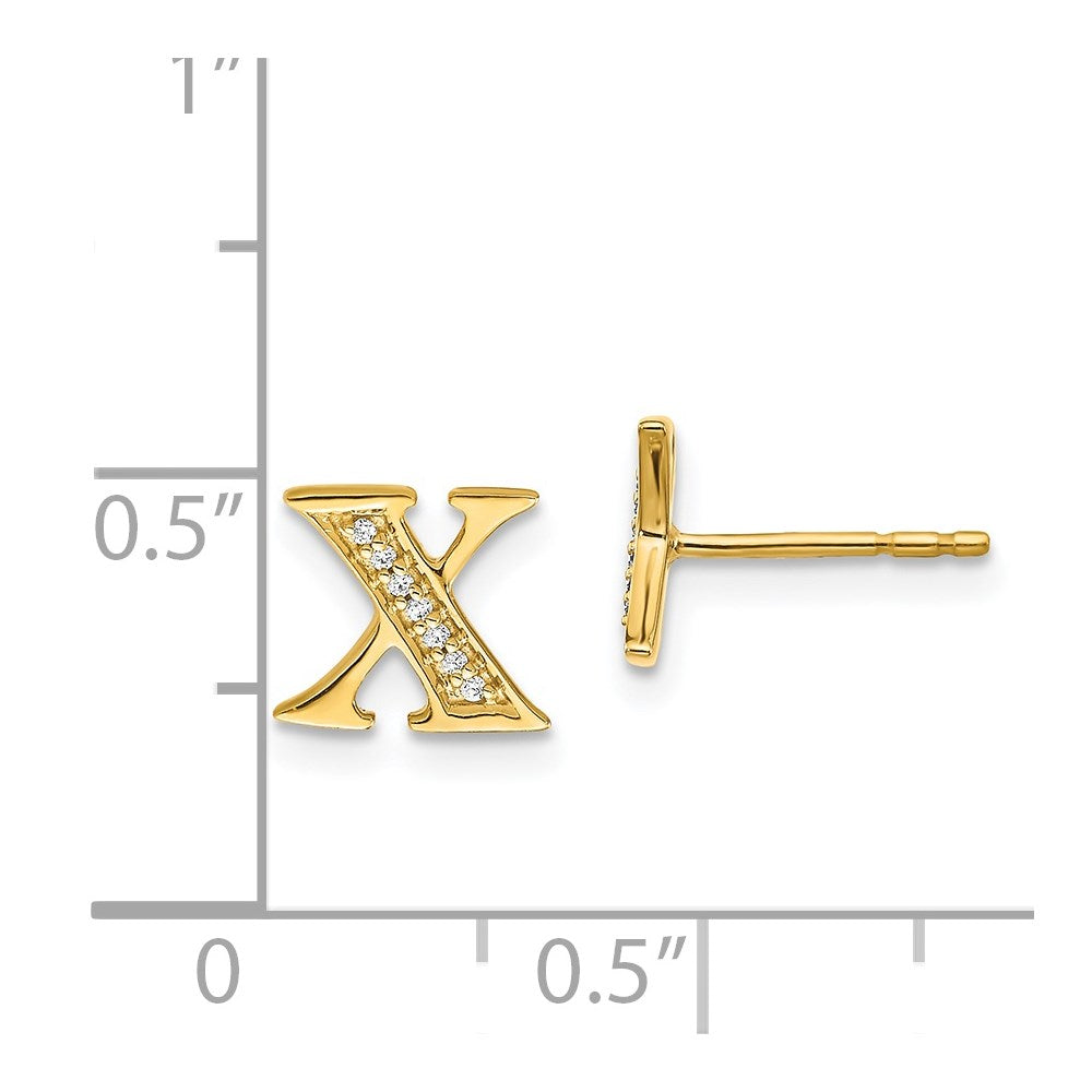 14k Diamond Initial X Earrings