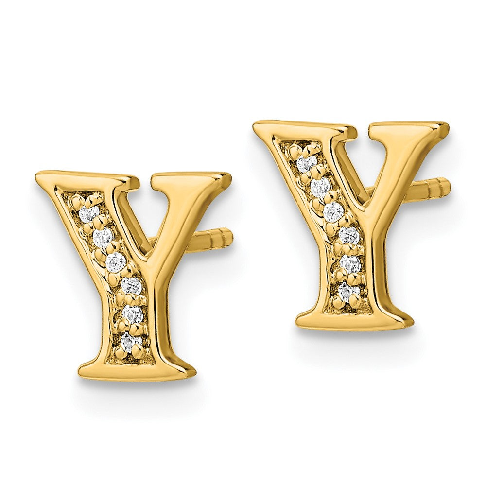 14k Diamond Initial Y Earrings