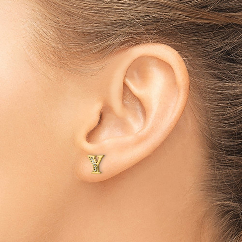 14k Diamond Initial Y Earrings