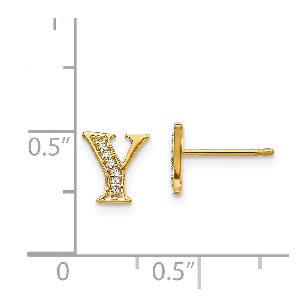 14k Diamond Initial Y Earrings
