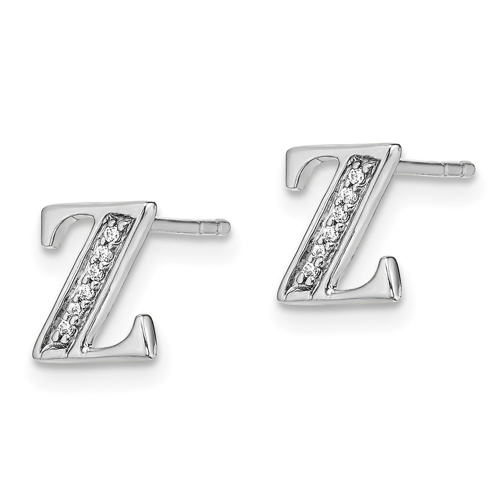 14k White Gold Diamond Initial Z Earrings