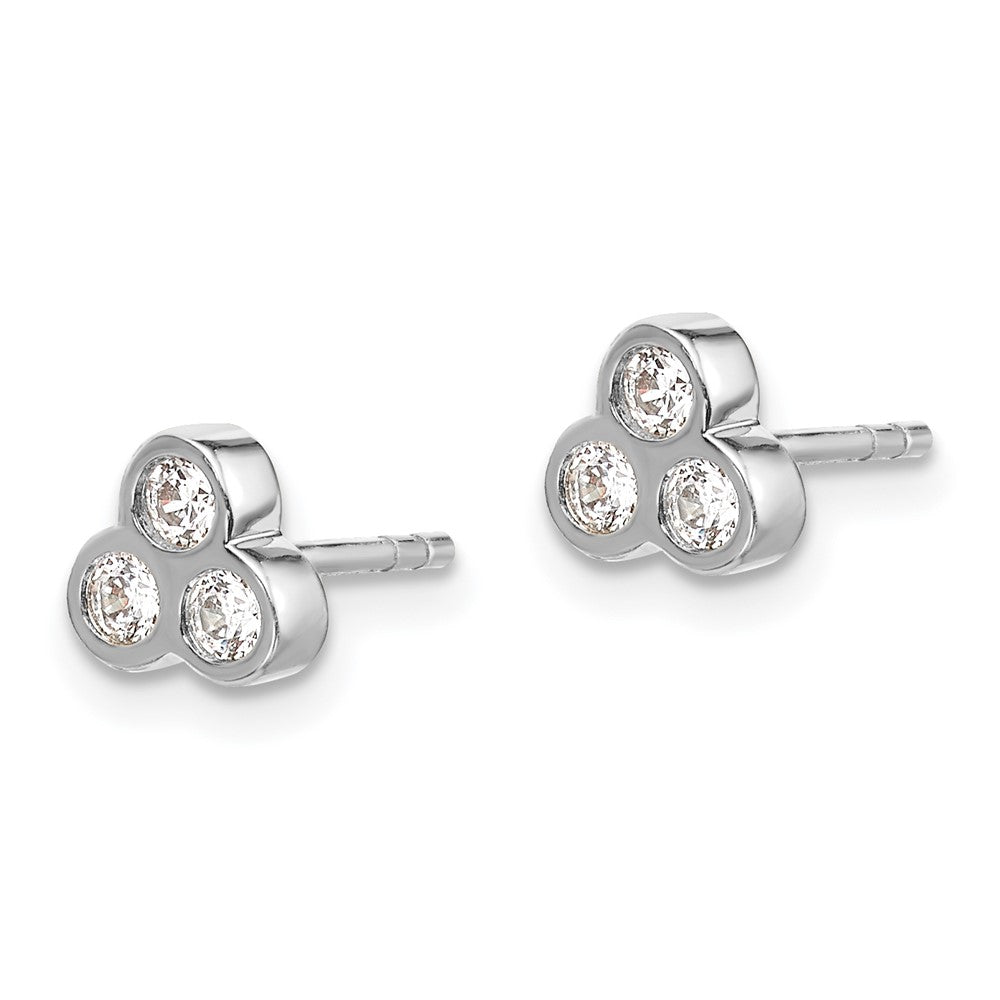 14k White Gold 3-stone Diamond Earrings