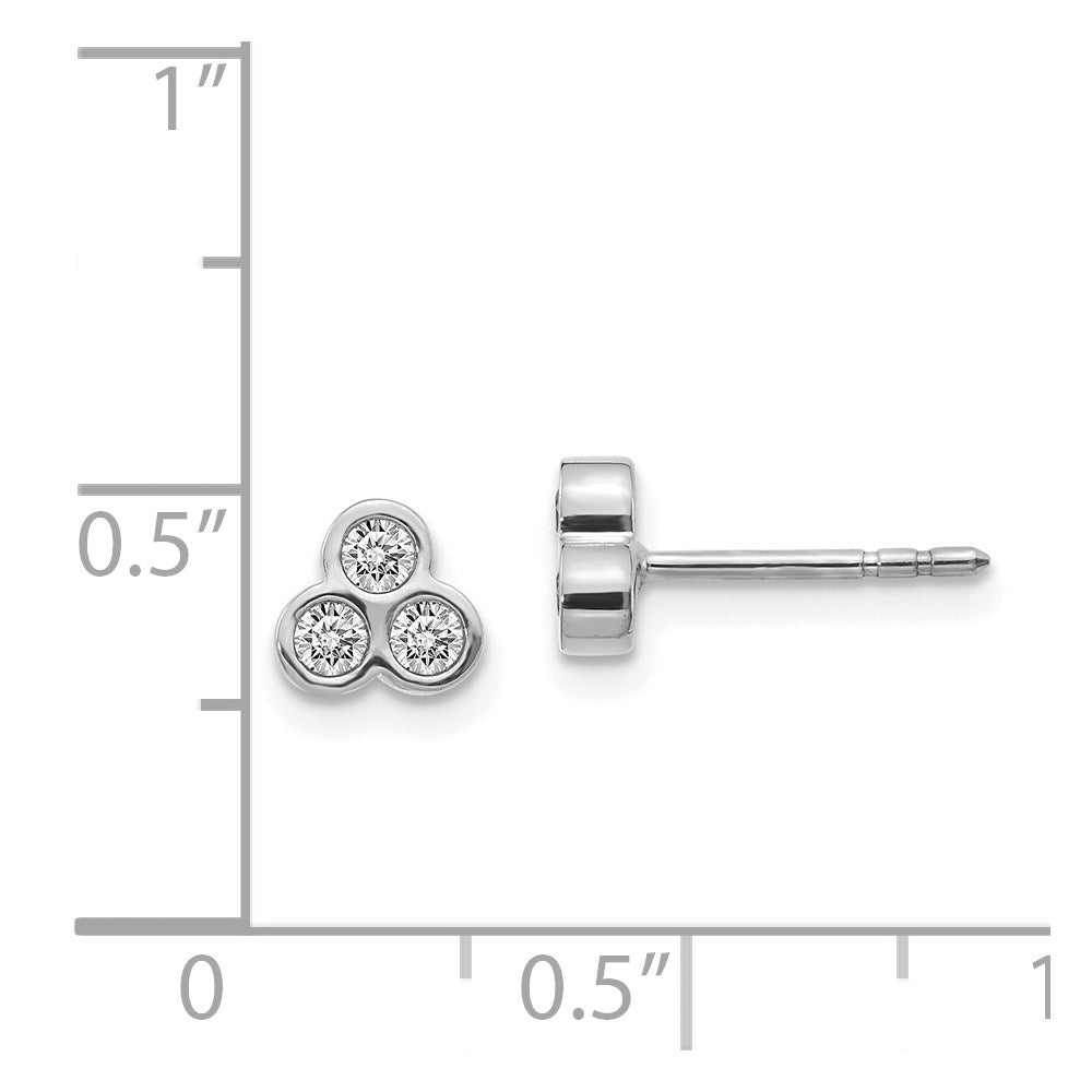 14k White Gold 3-stone Diamond Earrings
