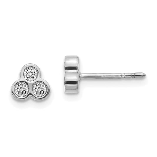 14k White Gold 3-stone Diamond Earrings