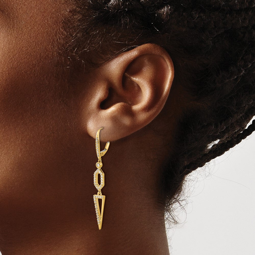 14k Diamond Triangle Leverback Earrings