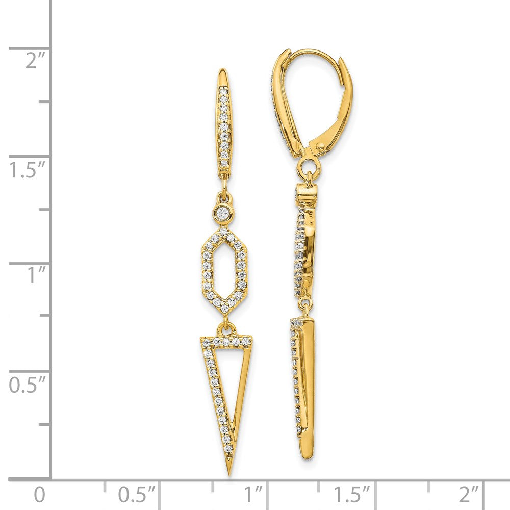 14k Diamond Triangle Leverback Earrings