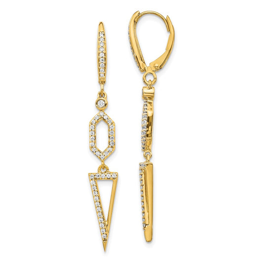 14k Diamond Triangle Leverback Earrings