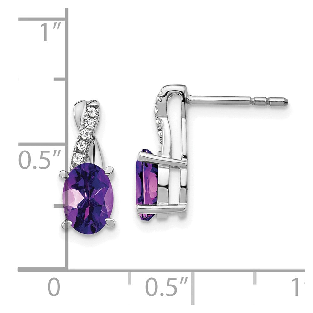 14k White Gold Amethyst and Diamond Earrings