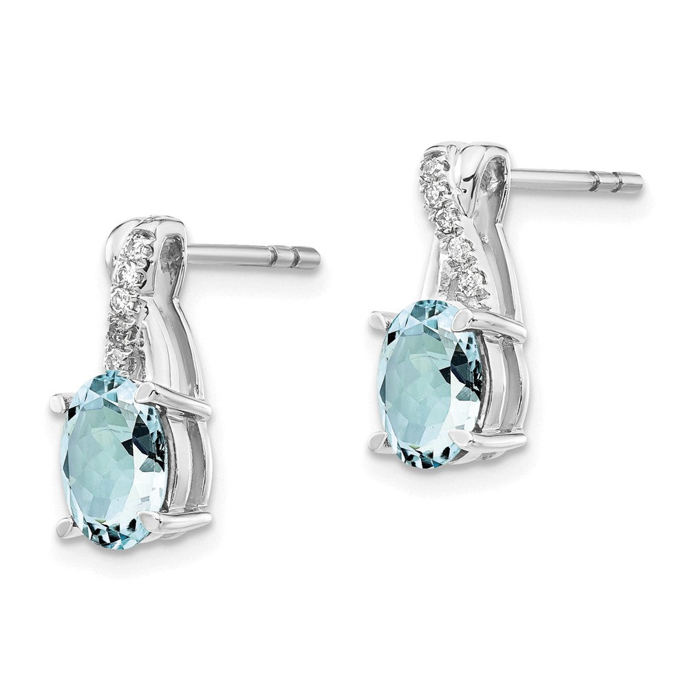 14K White Gold Aquamarine and Diamond Earrings