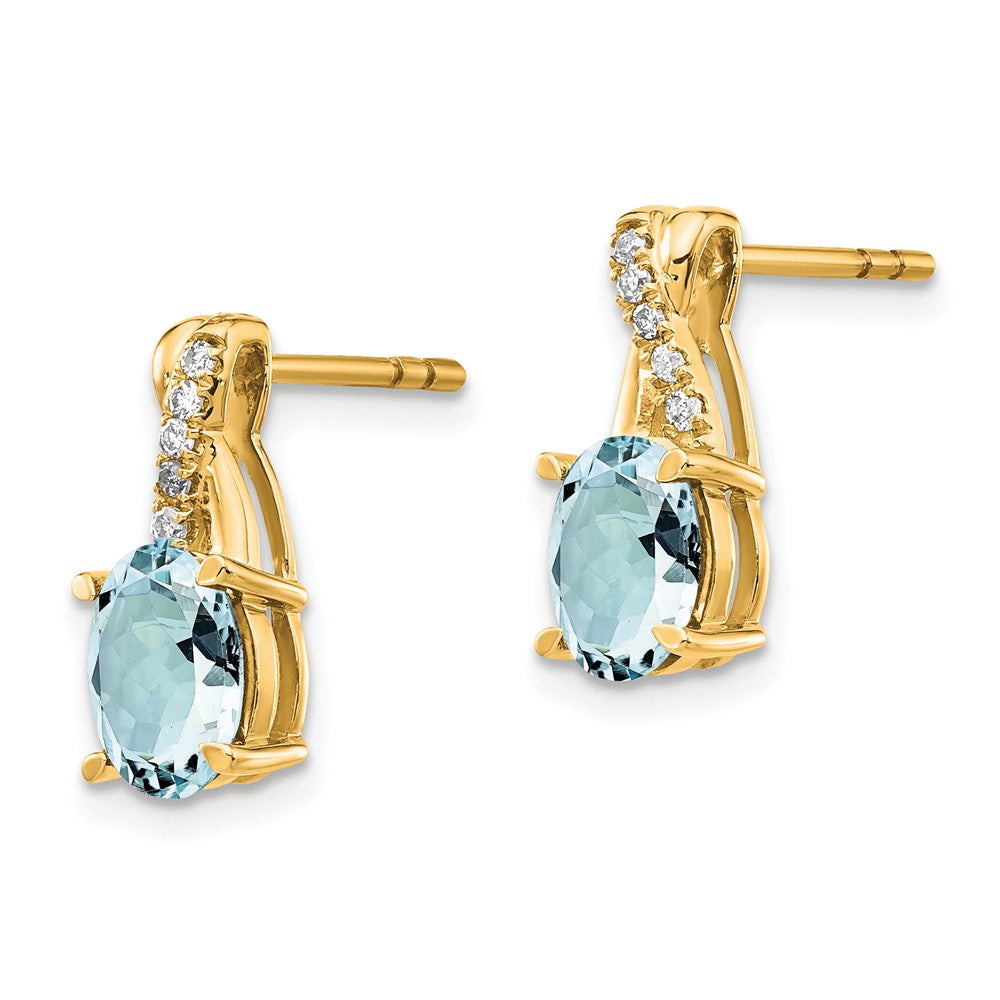 14K Aquamarine and Diamond Earrings