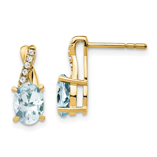 14K Aquamarine and Diamond Earrings