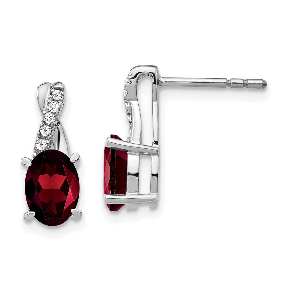 14k White Gold Garnet and Diamond Earrings