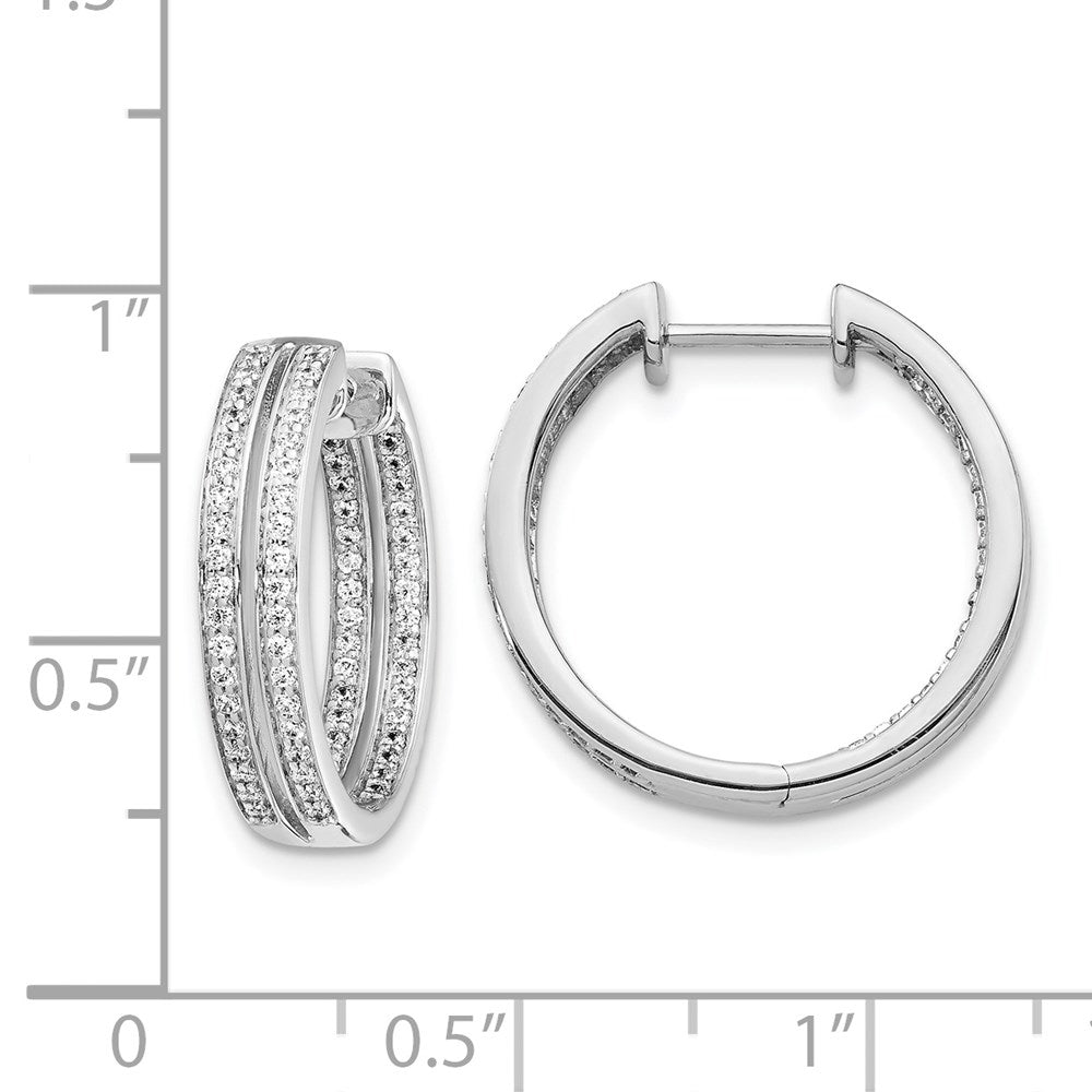 14k White Gold Diamond In/Out Hinged Hoop Earrings