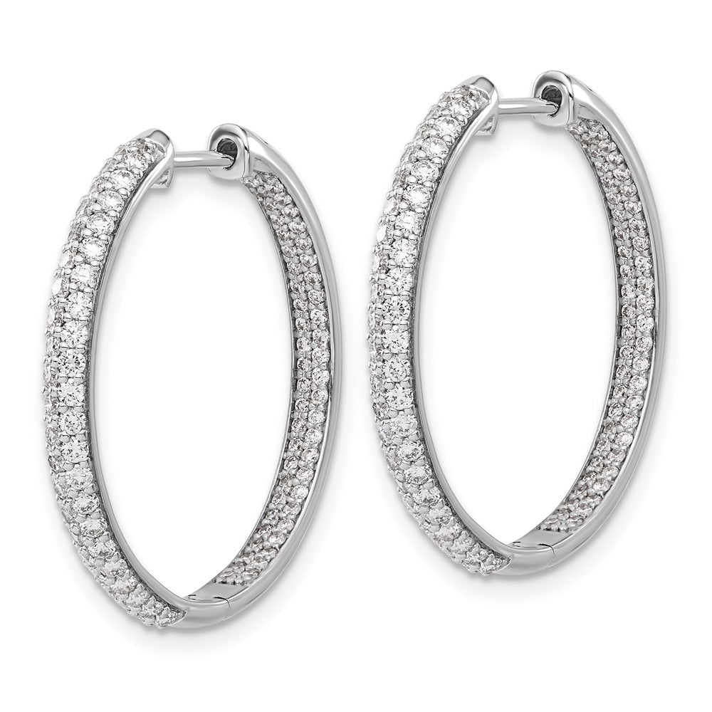 14k White Gold Diamond In/Out Hinged Hoop Earrings