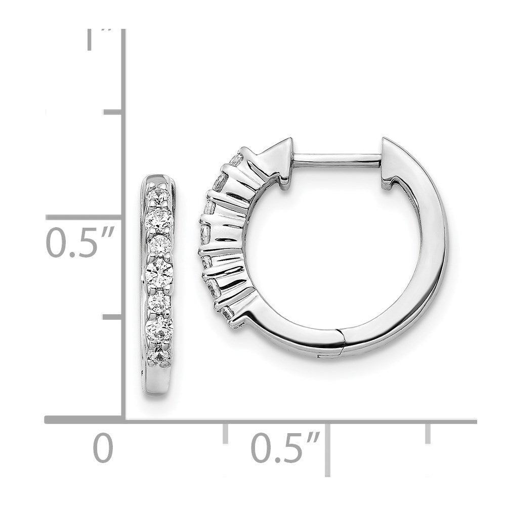 14k White Gold Diamond Hinged Hoop Earrings