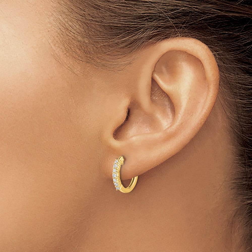 14k Diamond Hinged Hoop Earrings