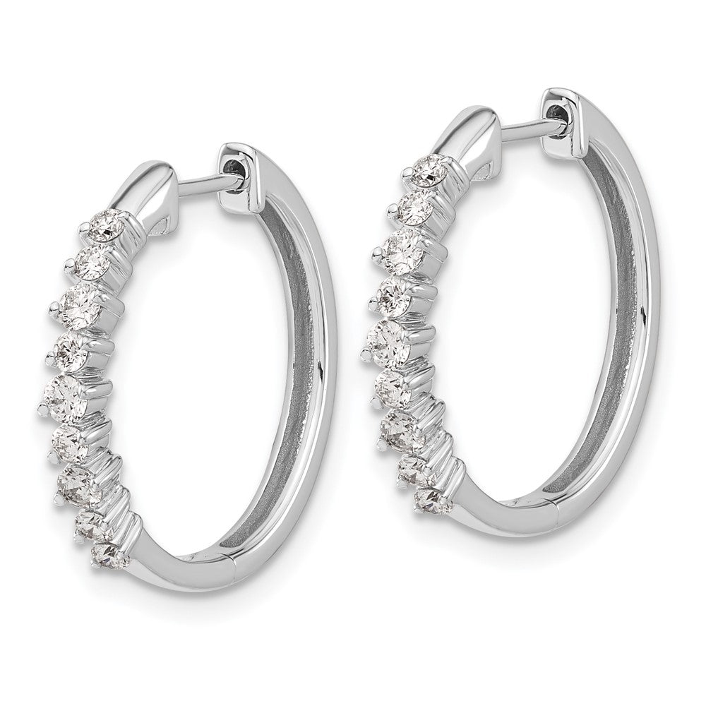 14k White Gold Diamond Hinged Hoop Earrings
