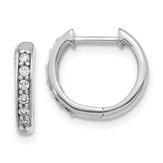 10k White Gold Diamond Hinged Hoop Earrings