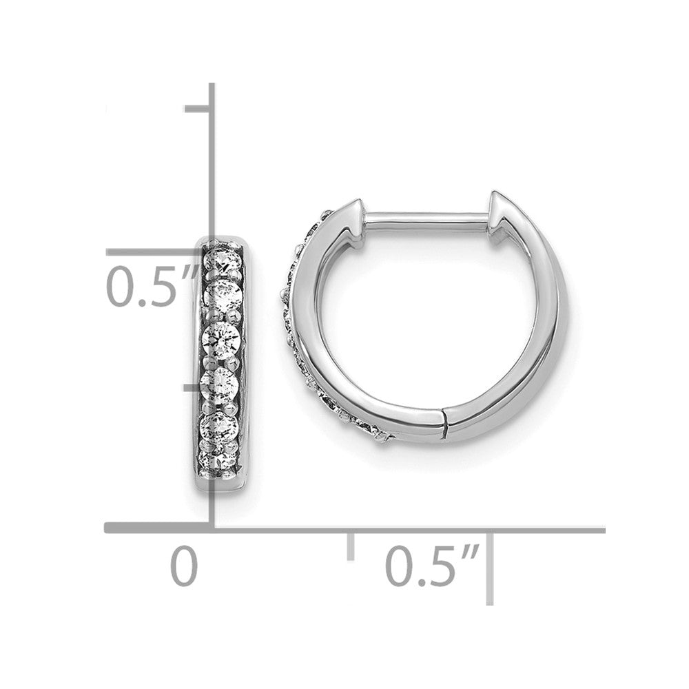 10k White Gold Diamond Hinged Hoop Earrings